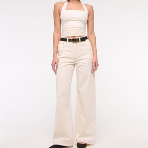Abercrombie & Fitch High Rise Wide Leg Jean - Cream 34L